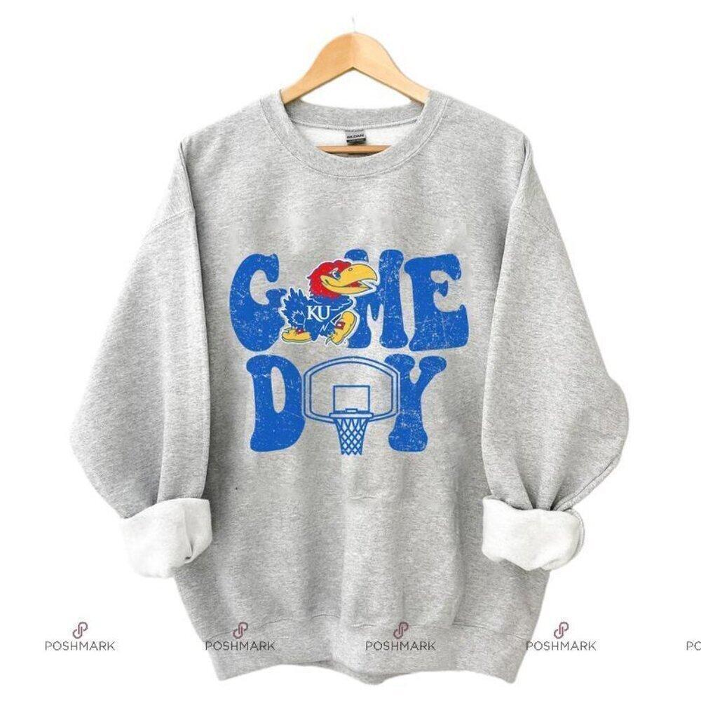 Kansas Jayhawks Basketball Retro College Graphic Crewneck Sweatshirt